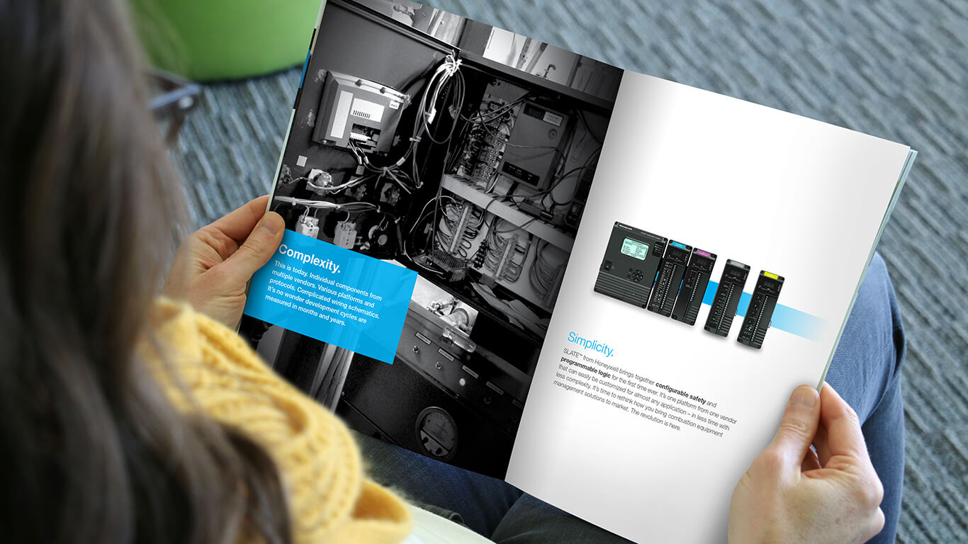 Dynamic animation sequences demonstrate SLATE's modular design, while parallax effects and large-scale images add visual interest.